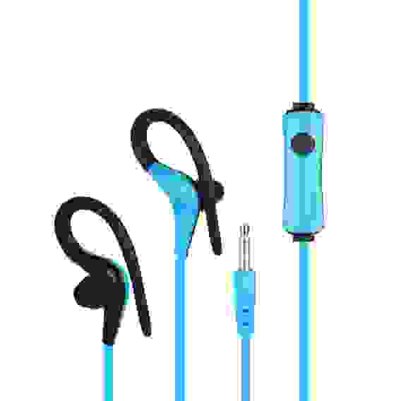 Наушники проводные внутриканальные Спорт, гарнитура, крепление за ухо, металл, пакет FORZA