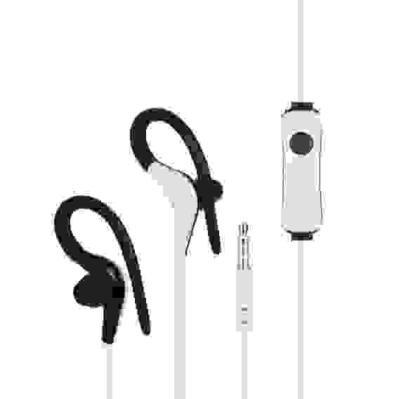 Наушники проводные внутриканальные Спорт, гарнитура, крепление за ухо, металл, пакет FORZA