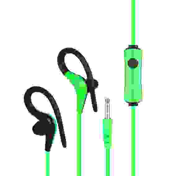 Наушники проводные внутриканальные Спорт, гарнитура, крепление за ухо, металл, пакет FORZA