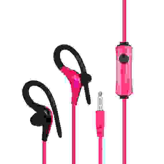 Наушники проводные внутриканальные Спорт, гарнитура, крепление за ухо, металл, пакет FORZA