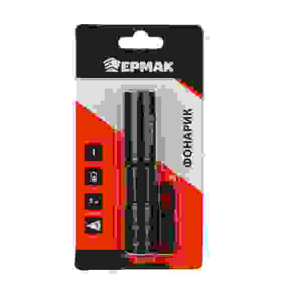 Фонарик металлический, 1 LED, 1хAA, 2х9,4см, алюминий ЕРМАК