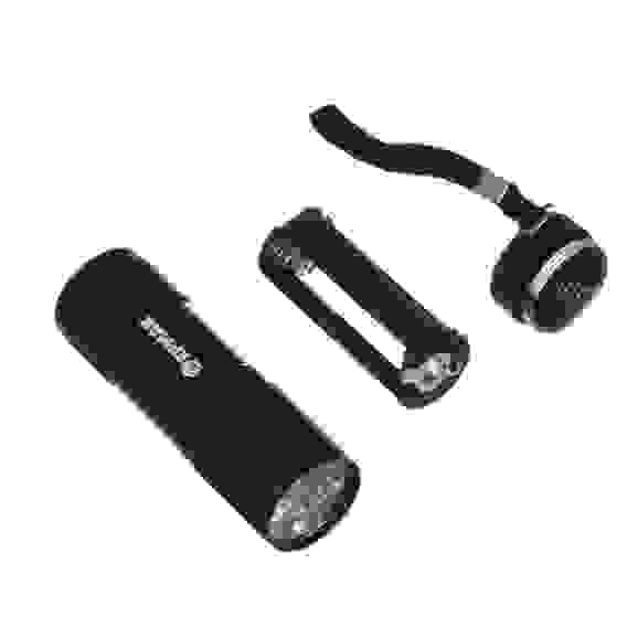 Фонарик металлический, 9 LED, 3хAАA, 9х2,6см, алюминий ЕРМАК