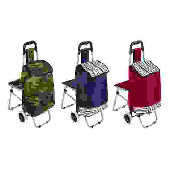 Тележка+сумка со стулом, сумка до 30кг, 31л, стул до 120кг, 44x94x26см, брезент, колеса d16см VETTA