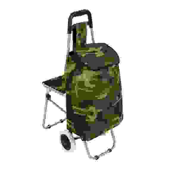 Тележка+сумка со стулом, сумка до 30кг, 31л, стул до 120кг, 44x94x26см, брезент, колеса d16см VETTA