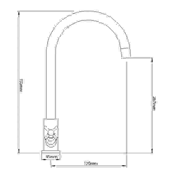 Смеситель для кухни, поворотный излив, кер. кран-буксы 1/2, черный, нерж.сталь, SS01-R240 СоюзКран