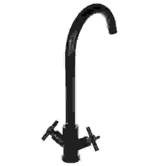 Смеситель для кухни, поворотный излив, кер. кран-буксы 1/2, черный, нерж.сталь, SS01-R240 СоюзКран