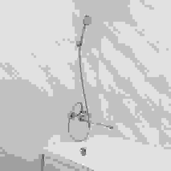 Смеситель для ванны с душем, прямой излив 30см, кер. кран-буксы 1/2, нерж.сталь, SS08-P242 СоюзКран