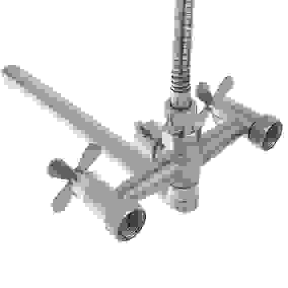 Смеситель для ванны с душем, прямой излив 30см, кер. кран-буксы 1/2, нерж.сталь, SS08-P242 СоюзКран