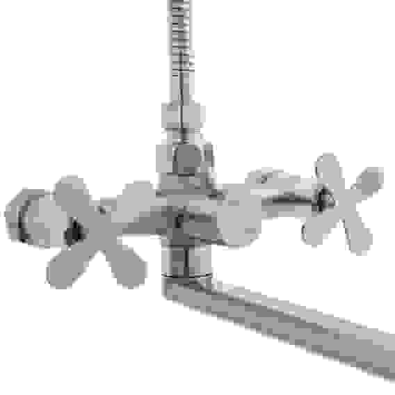Смеситель для ванны с душем, прямой излив 30см, кер. кран-буксы 1/2, нерж.сталь, SS08-P242 СоюзКран