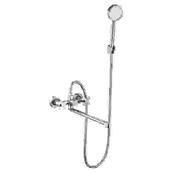 Смеситель для ванны с душем, прямой излив 30см, кер. кран-буксы 1/2, нерж.сталь, SS08-P242 СоюзКран