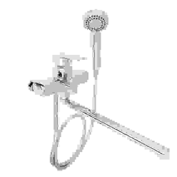 Смеситель для ванны Кремний, прямой излив 35см, душ. набор, картридж 35мм, латунь, хром RAIN