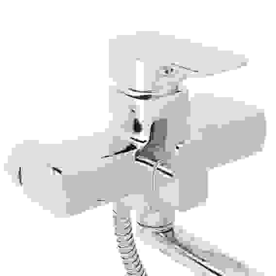 Смеситель для ванны Кремний, прямой излив 35см, душ. набор, картридж 35мм, латунь, хром RAIN