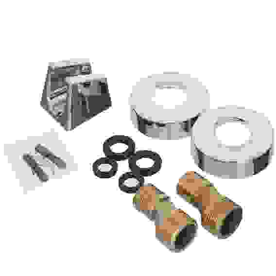 Смеситель для ванны Уран, прямой излив 30см, кран-буксы 1/2, душ. набор, крест, латунь, хром RAIN