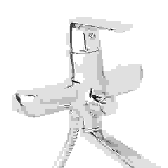 Смеситель для ванны Гранат, прямой излив 35см, душ. набор, картридж 35мм, латунь, хром RAIN