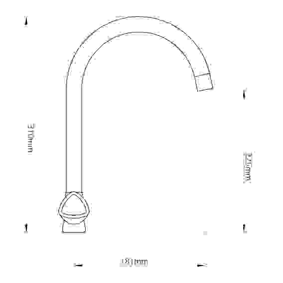 Смеситель для кухни Уран, высокий излив, керам. кран-буксы 1/2, латунь, хром RAIN