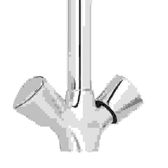 Смеситель для кухни Уран, высокий излив, керам. кран-буксы 1/2, латунь, хром RAIN