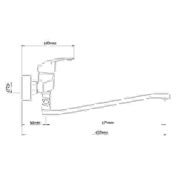 Смеситель для ванны Коралл, плоский излив 40см, душ. набор, картридж 40мм, латунь, хром RAIN