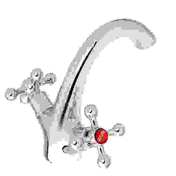 Смеситель для раковины Нефрит, керам. кран-буксы 1/2, латунь, хром RAIN