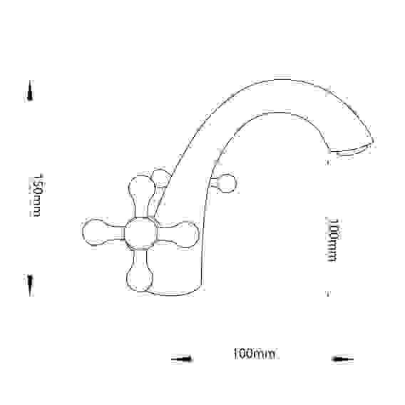 Смеситель для раковины Нефрит, керам. кран-буксы 1/2, латунь, хром RAIN