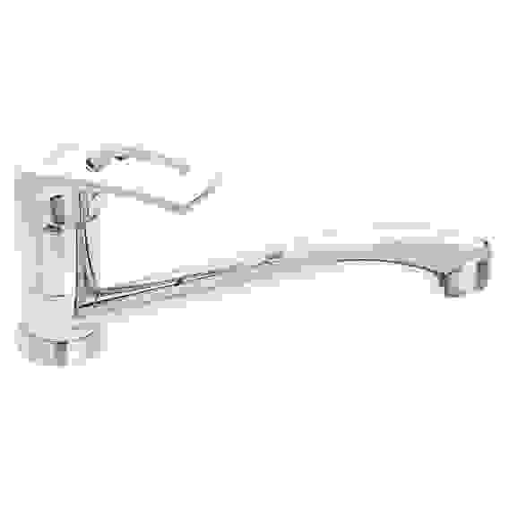 Смеситель для кухни Платина, длинный плоский излив, картриджд 40мм, гайка, латунь, хром RAIN