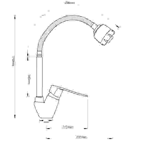 Смеситель для кухни Оникс, гибкий излив, картридж 35мм, латунь, хром RAIN