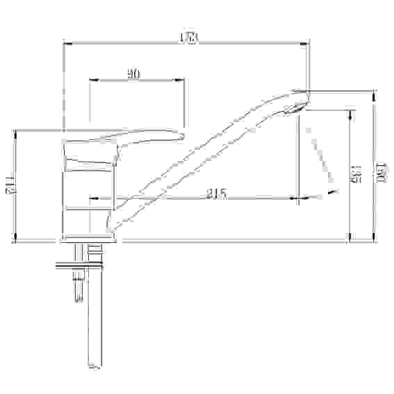 Смеситель для кухни Мира, низкий излив, картридж 40мм, латунь, хром RAIN