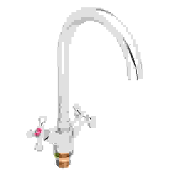 Смеситель для кухни Нефрит, поворотный излив, керам. кран-буксы 1/2, гайка, латунь, хром RAIN