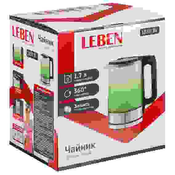 Чайник с цветной колбой 1,7 л., стекло LEBEN