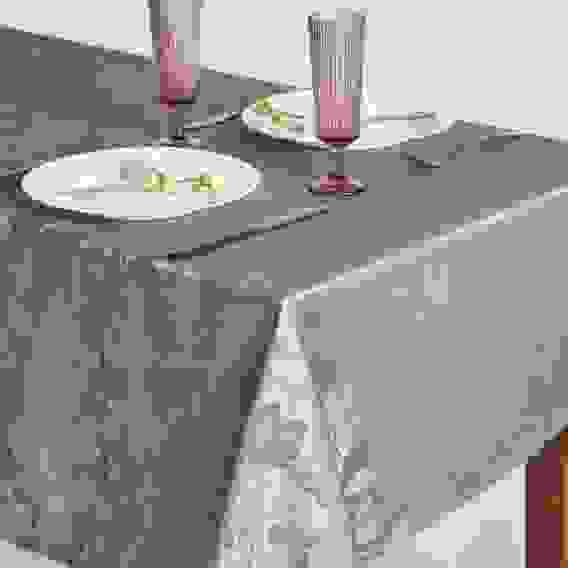 Гортензия Скатерть жаккард 140х230см с водоотталкивающей пропиткой, 100% полиэстер, серый PROVANCE