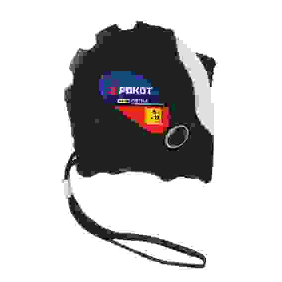 Рулетка с обрезиненным корпусом 5мх19мм, 3 фиксатора РОКОТ