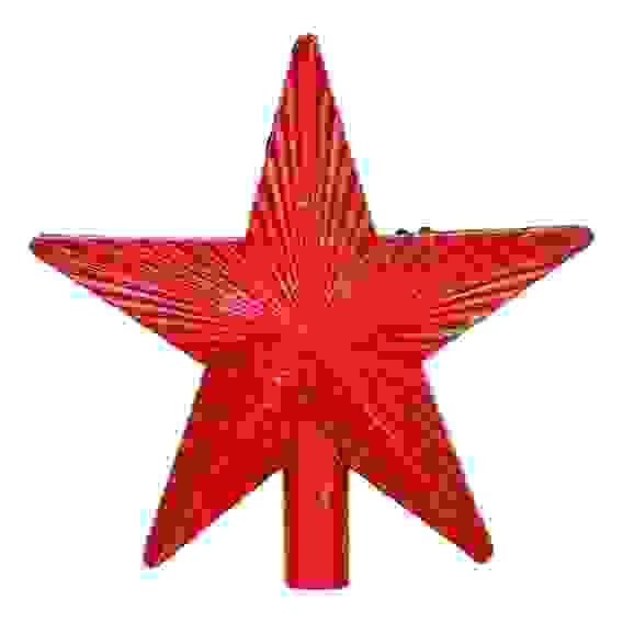 Звезда на макушку ёлки 12х12см, пластик, глиттер, красно-золотая СНОУ БУМ