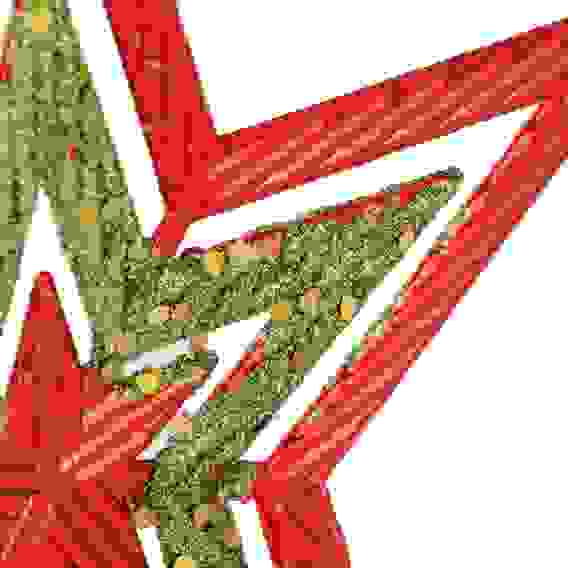 Звезда на макушку ёлки 19х19см, пластик, глиттер, красно-золотая СНОУ БУМ