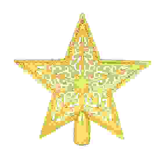 Звезда на макушку ёлки ажурная 10см, пластик, золото СНОУ БУМ