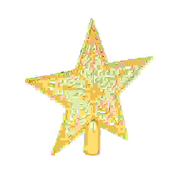 Звезда на макушку ёлки ажурная 10см, пластик, золото СНОУ БУМ