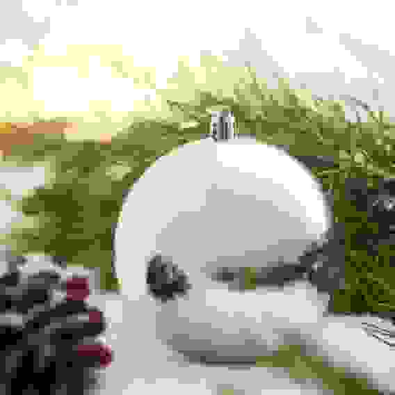 Шар 10см пластик, серебро СНОУ БУМ