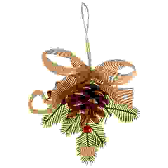 Подвеска в виде еловой веточки с шишкой и бантом, полиэстер, пл, полифом, 12x10x4см, 3 диз СНОУ БУМ