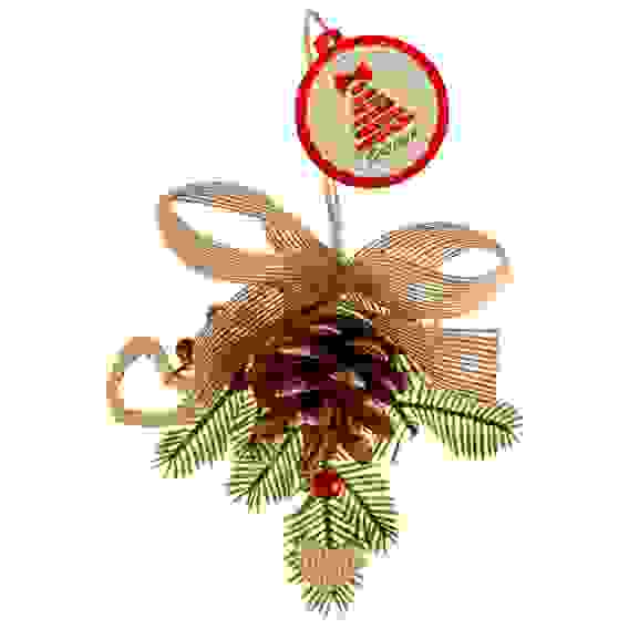 Подвеска в виде еловой веточки с шишкой и бантом, полиэстер, пл, полифом, 12x10x4см, 3 диз СНОУ БУМ