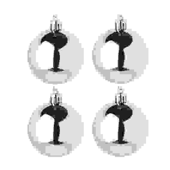 Набор шаров 4шт 8см пластик, серебро СНОУ БУМ