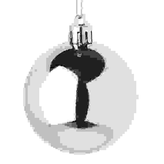 Набор шаров 4шт 8см пластик, серебро СНОУ БУМ