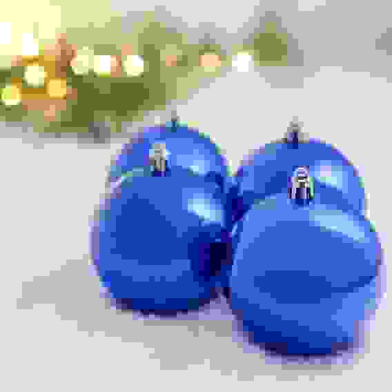 Набор шаров 4шт 8см пластик, синий СНОУ БУМ