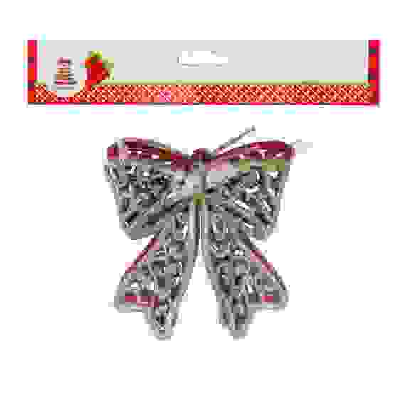 Набор елочных украшений, 3 шт, Бантики, 9 см СНОУ БУМ