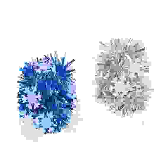 Мишура крупная, с декором, белые снежинки, ПВХ, 9*200см, 2 цвета(серебро, синий) СНОУ БУМ