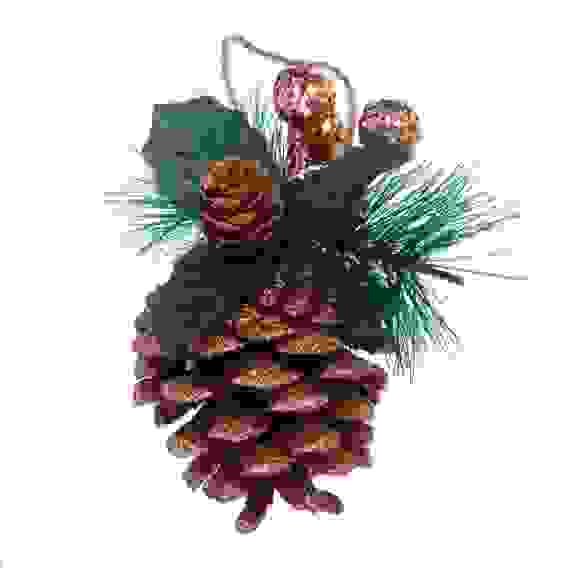 Подвеска шишка с хвойным декором 7x10 см, арт.2025-1 СНОУ БУМ