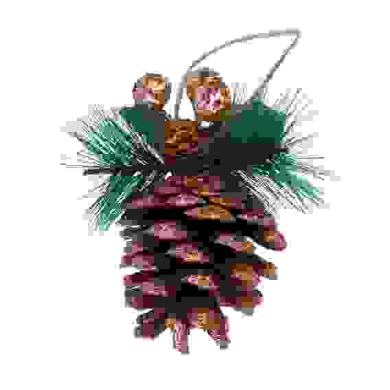 Подвеска шишка с хвойным декором 7x10 см, арт.2025-1 СНОУ БУМ