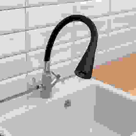 Излив смесителя для кухни, силиконовый, 2 режима, черный