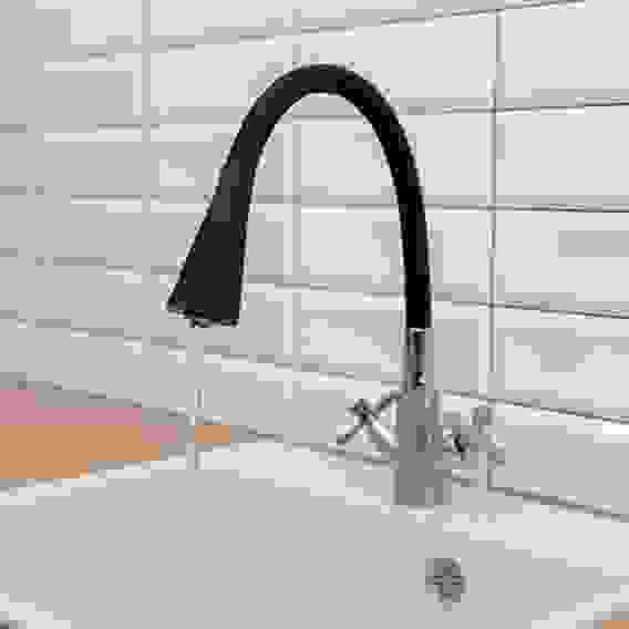 Излив смесителя для кухни, силиконовый, 2 режима, черный