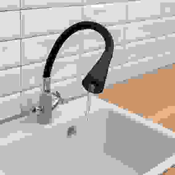 Излив смесителя для кухни, силиконовый, 2 режима, черный