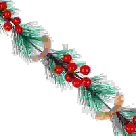 Хвойная гирлянда с ягодами и бантами, 65см, пластик, полиэстер СНОУ БУМ