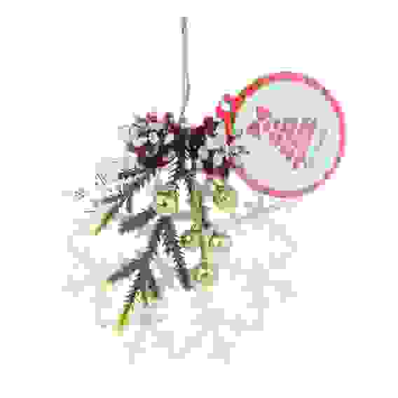 Подвеска декоративная, в виде снежинки с хвойным декором, глиттер, белый, пластик, 12,5см СНОУ БУМ