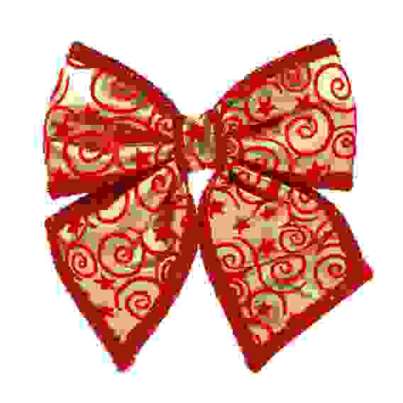 Бант декоративный 20x22 см, цвет золотой с красным узором СНОУ БУМ